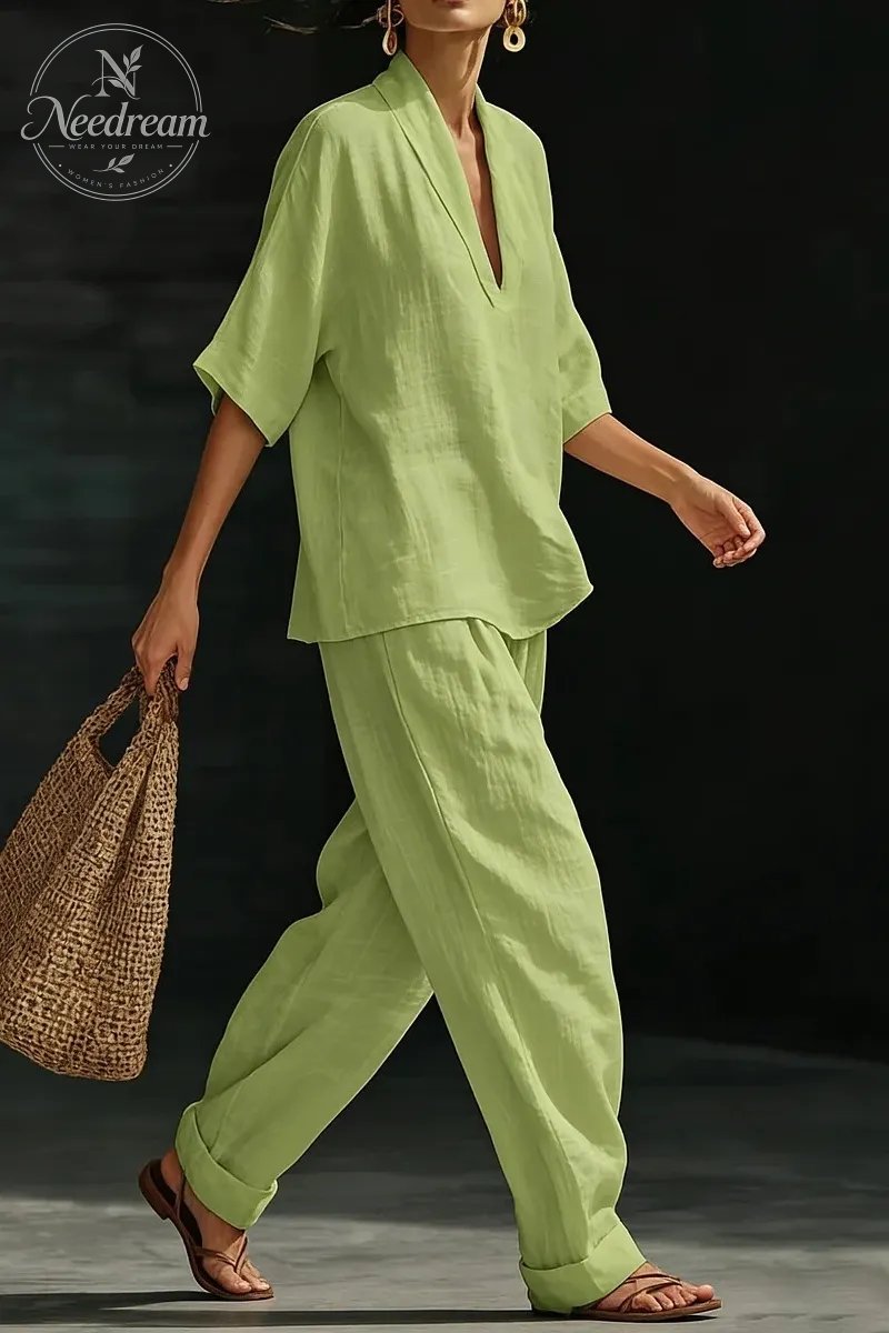 Women's Casual Cozy Minimalist Linen Two-piece Set
