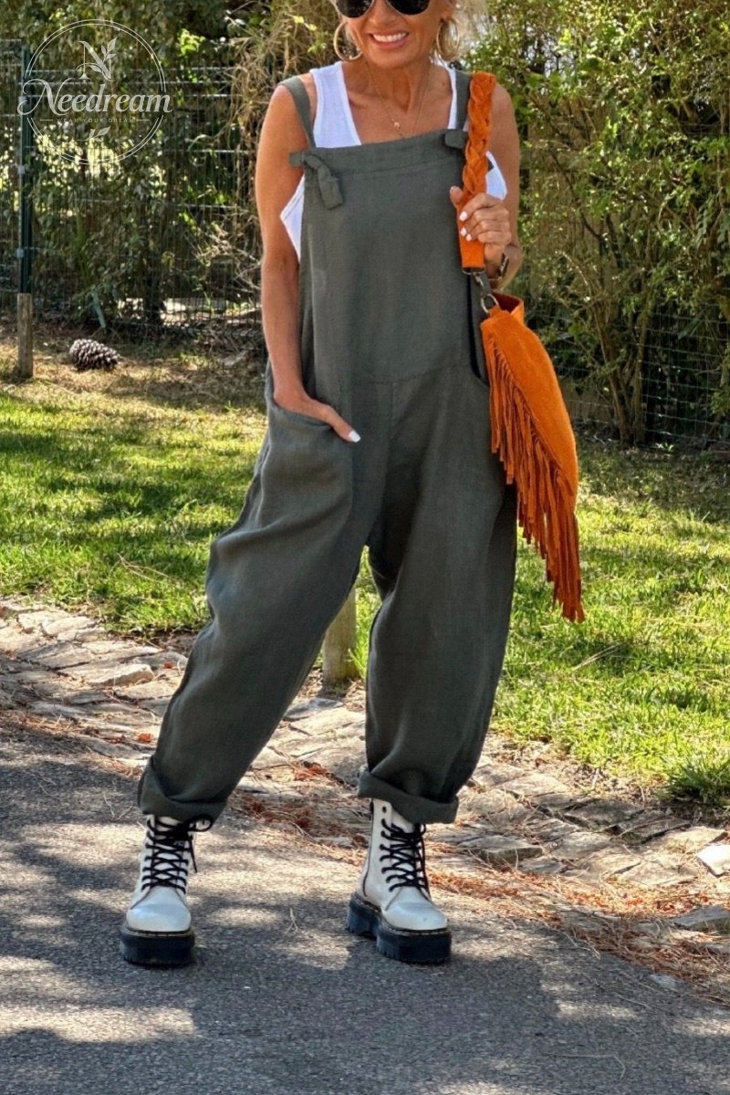 Linen Overalls With Pockets