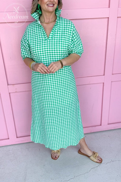 Blakely Dress - Green Apple Seer Gingham