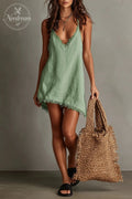 Women's Minimalist Linen Blend Strapless Mini Dress
