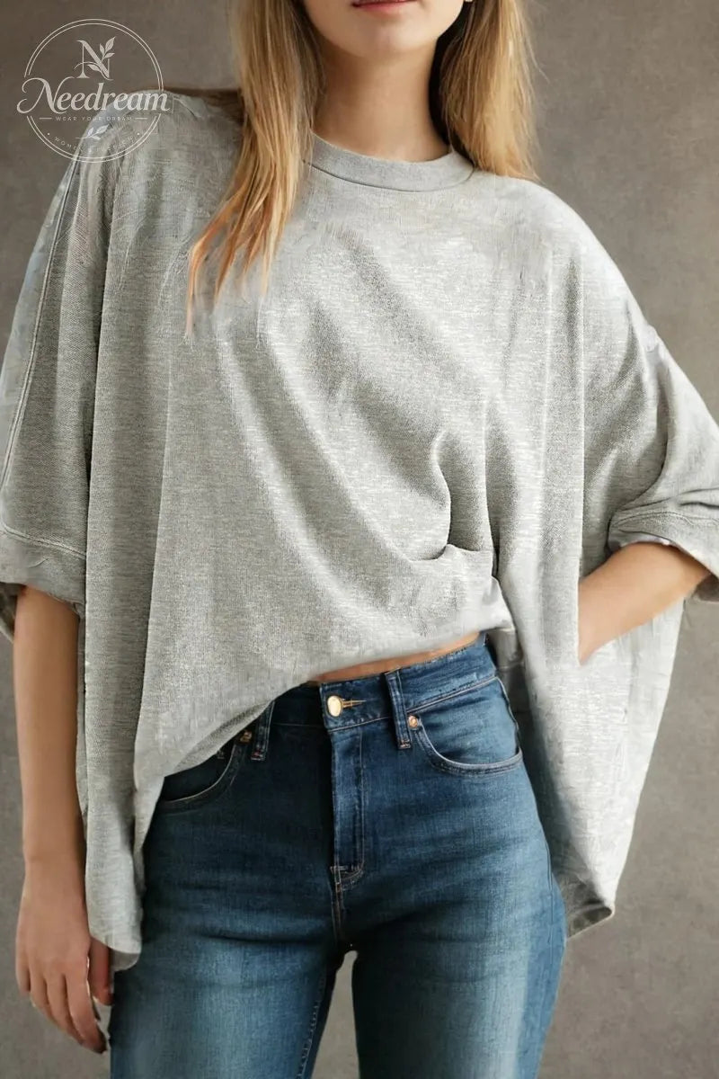 Womens Solid T Shirts for Women Loose Oversized Tops Basic Tee