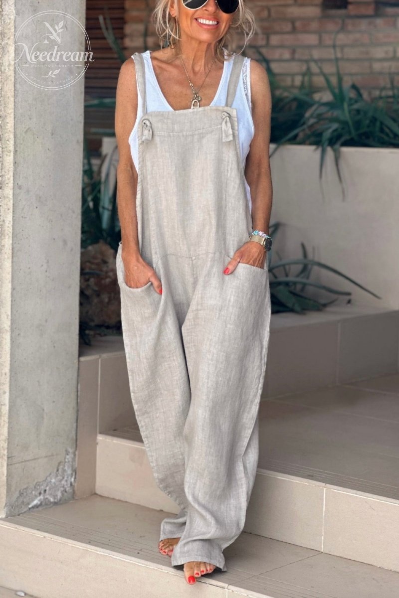 Linen Overalls With Pockets