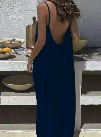 Women'S Solid-Color Camisole Loungewear, Elegant Sleeveless Maxi Dress