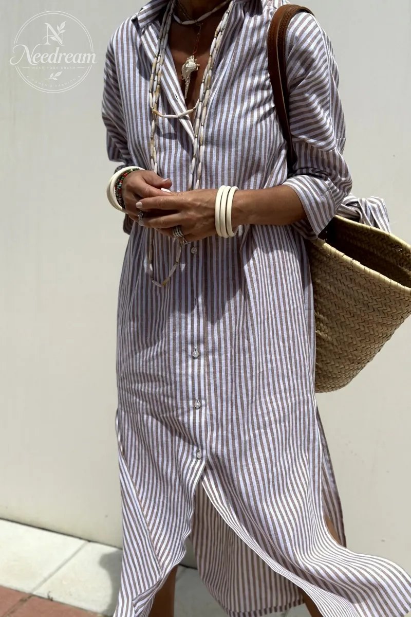 Keira Striped Cotton Shirt Dress