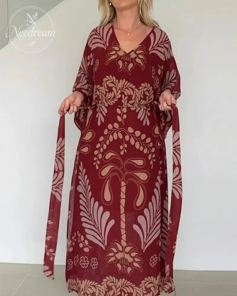 Bohemian V-Neck Loose Dress