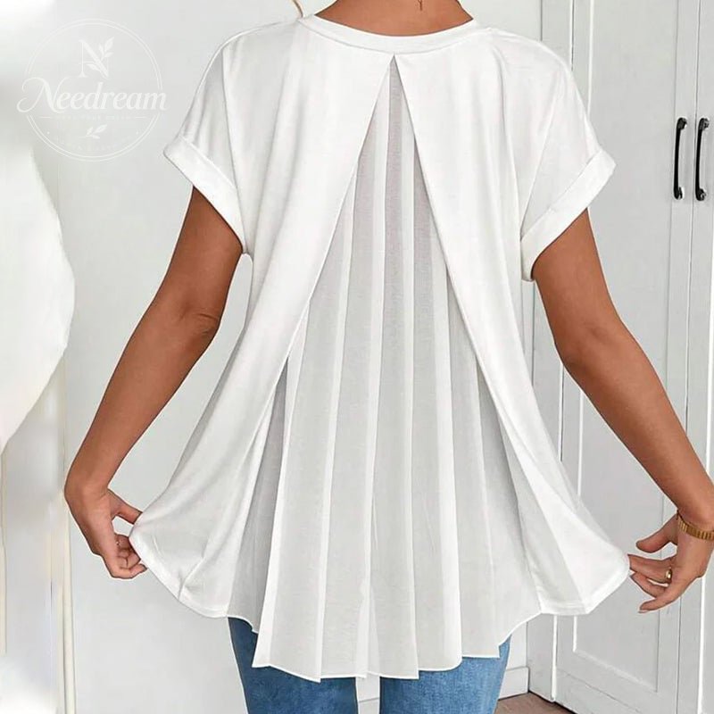 Flowy V-Neck Top With Pleats At The Back