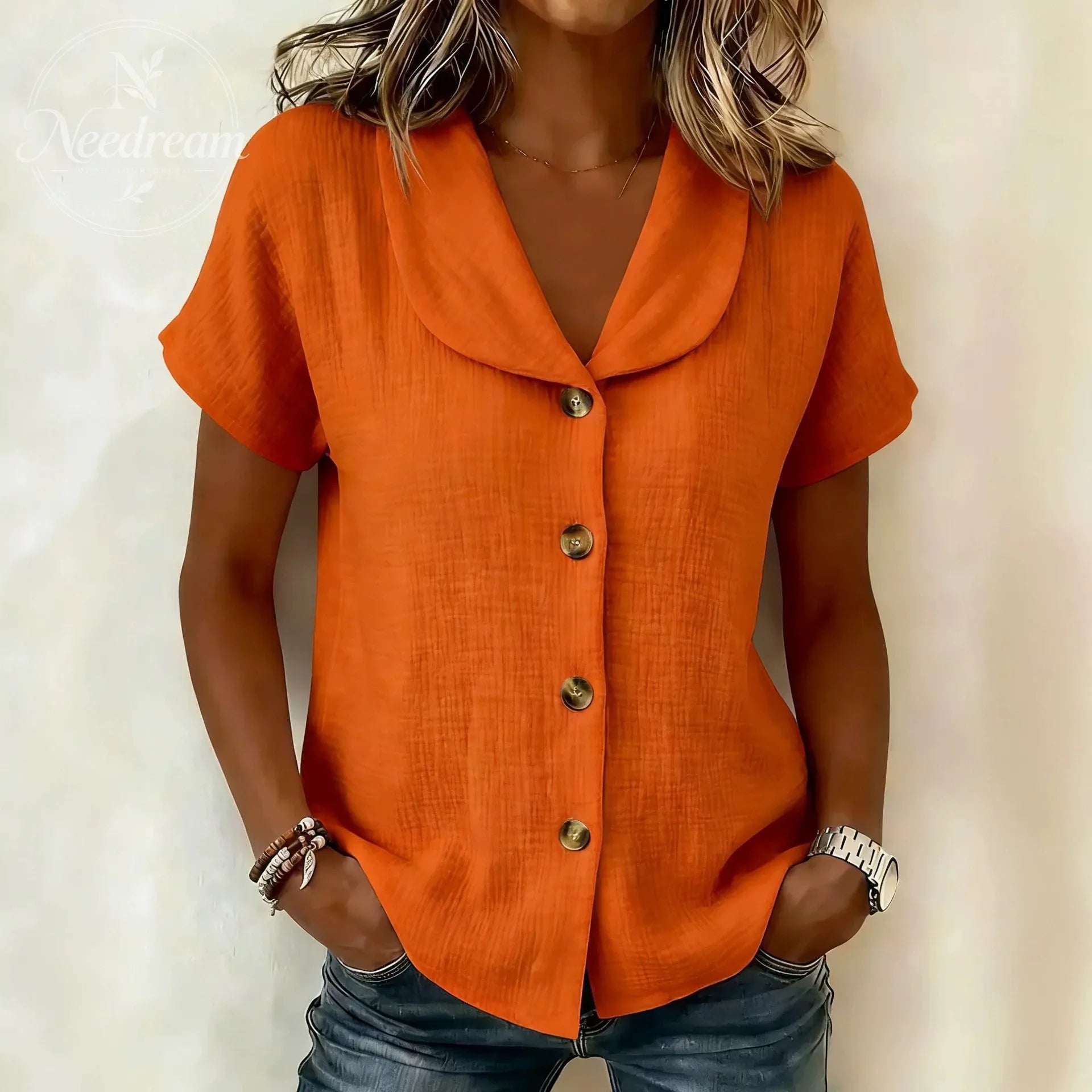 New Arrivals🔥 Women's Simple Button-decorated Cotton And Linen Shirt