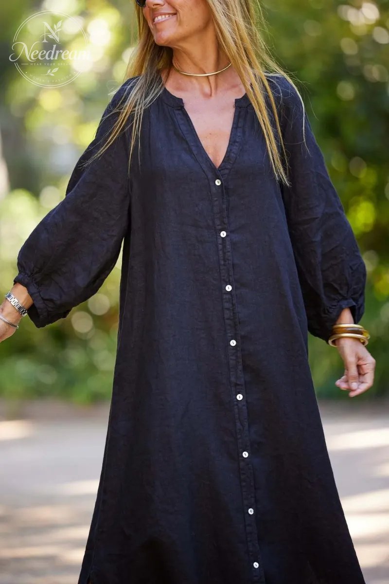 Luna's Serene Escape Buttoned Maxi Dress
