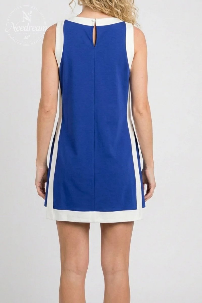 Women's Casual Two Piece Sets Color Block Crewneck Sleeveless Pullover Tops Matching Shorts With Pockets