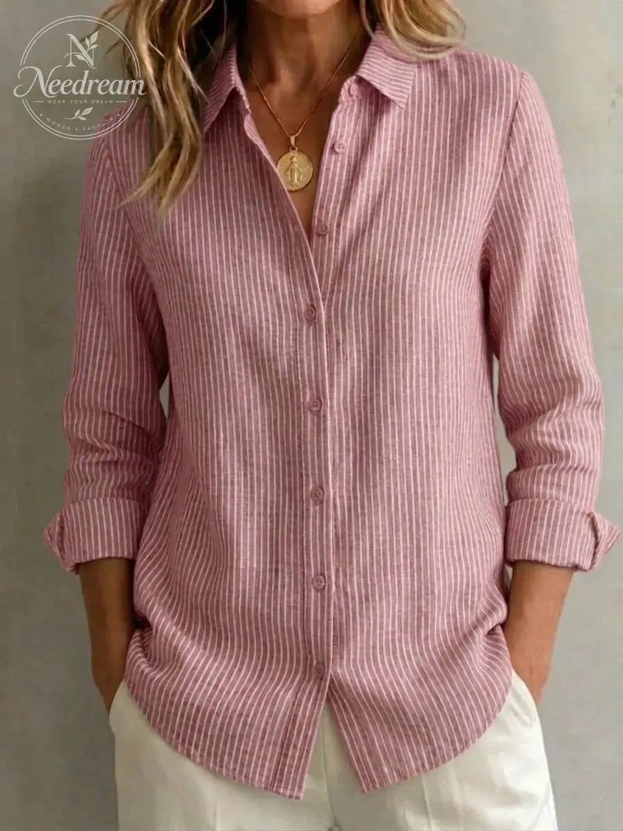 2026 New Women's Linen Cotton Casual Loose Stripe Shirt-Buy 2 Get Free Shipping