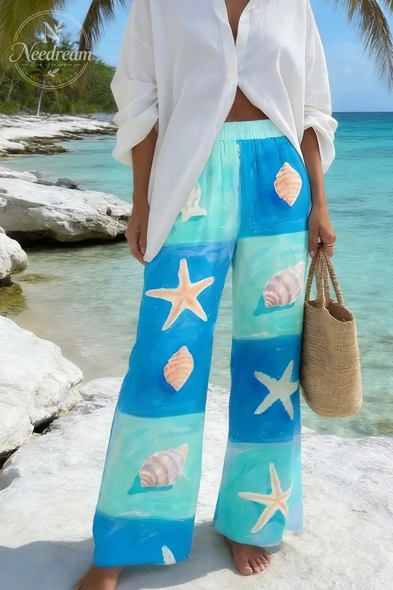 Conch Starfish Printed Casual Trousers