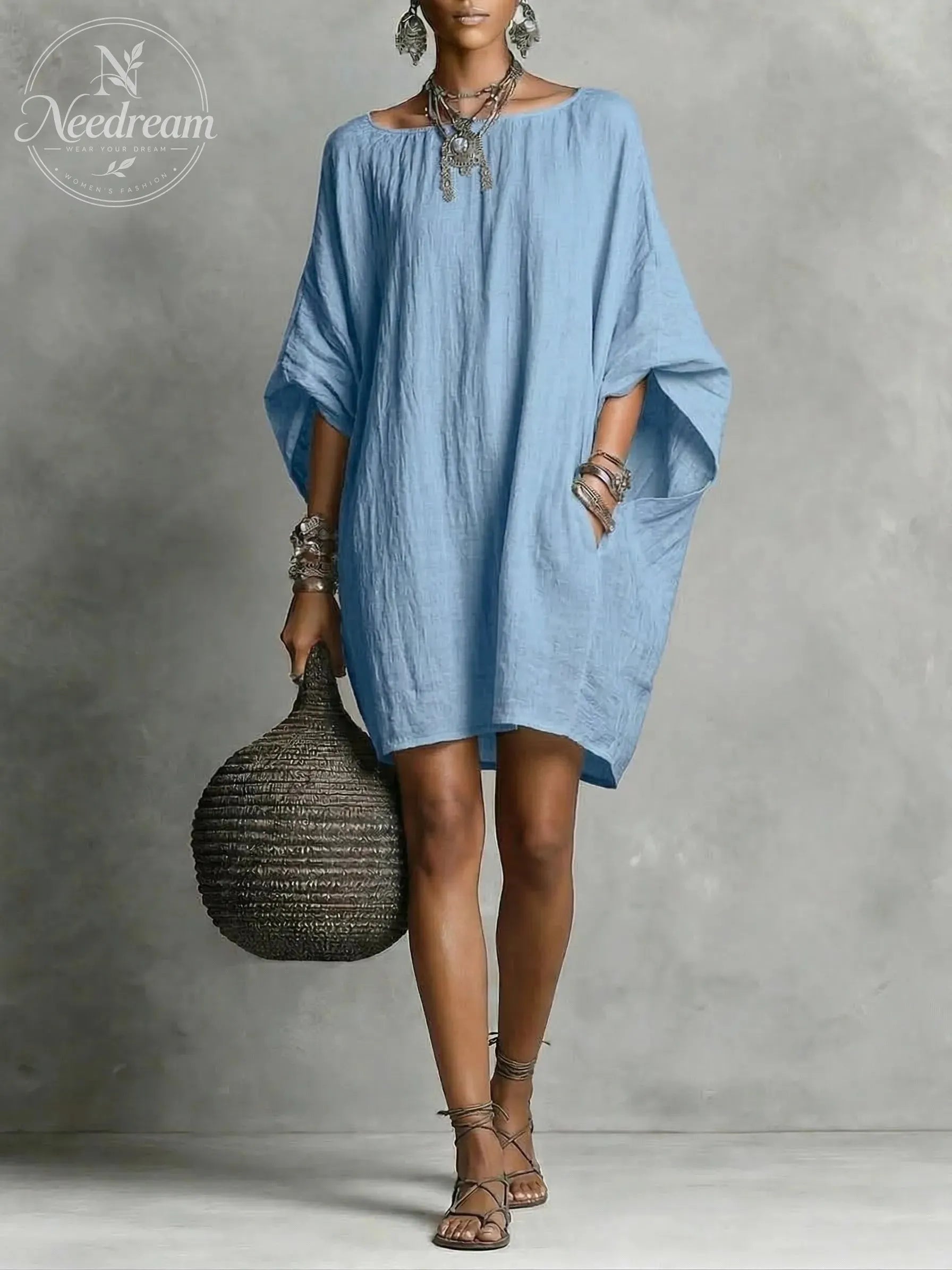 Casual cotton and linen dress