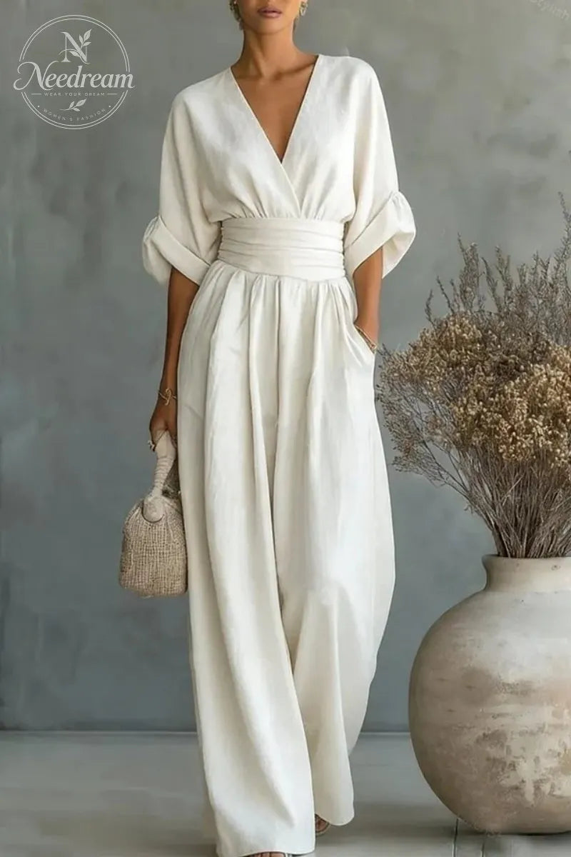 Fashion V-neck Waist Jumpsuit