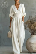 Fashion V-neck Waist Jumpsuit