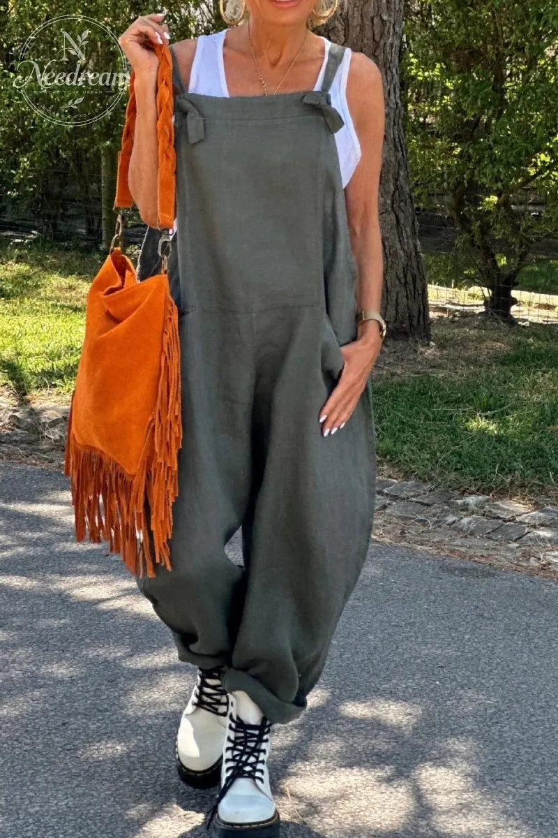 Linen Overalls With Pockets