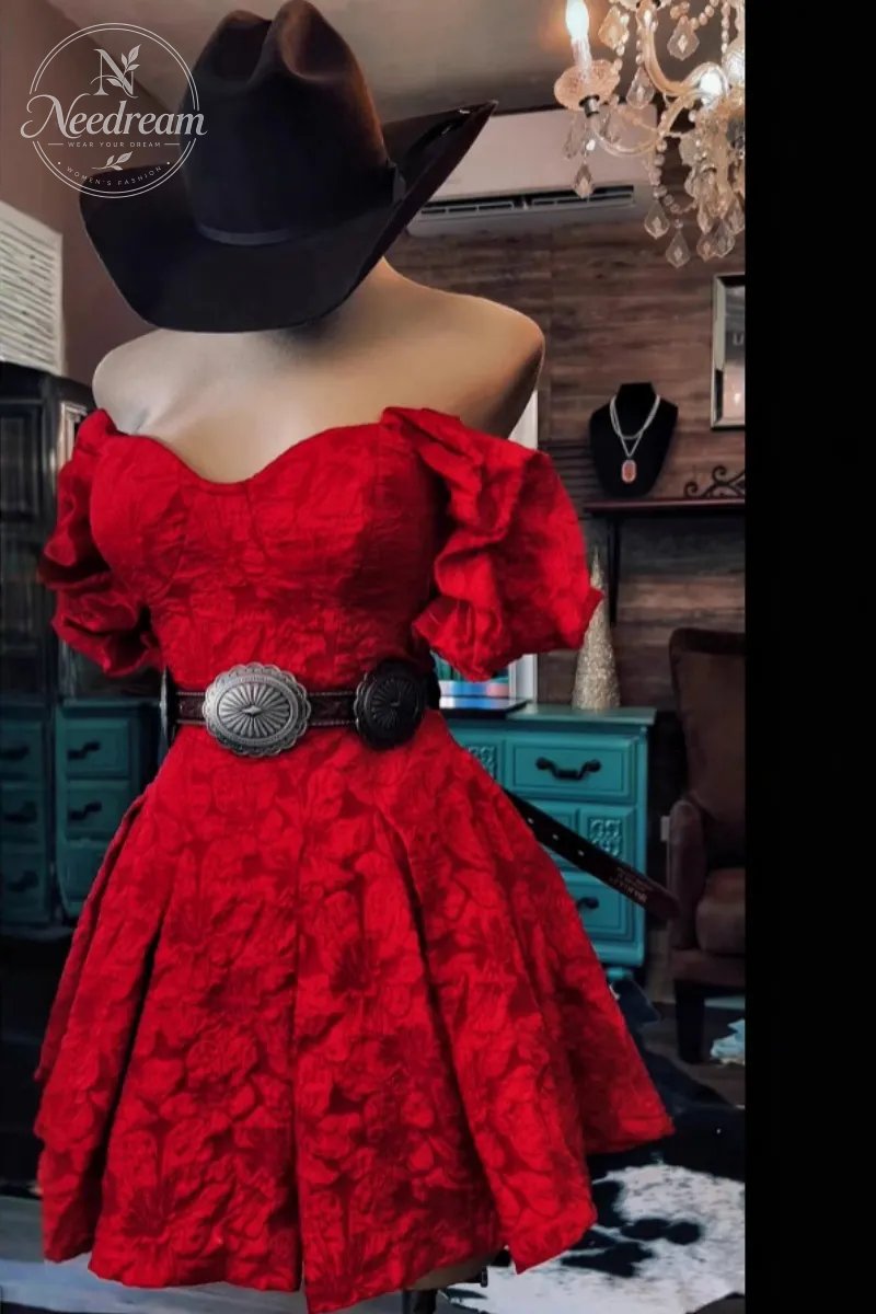 Off-the-shoulder Jacquard Mini Dress