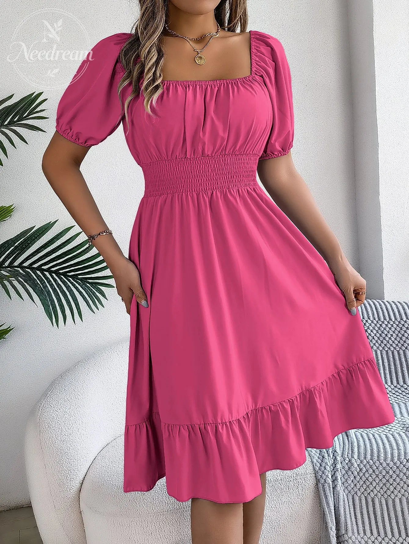 Summer Casual Ruffle Midi Dress