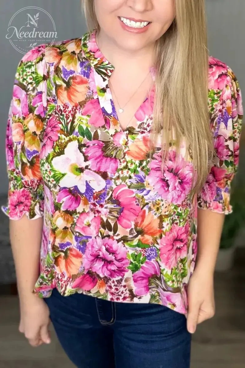 Lizzy Smock 3/4 Top