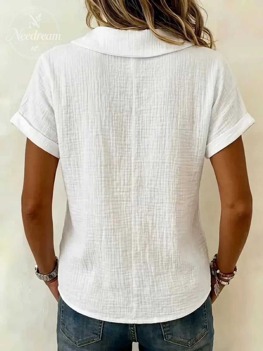 New Arrivals🔥 Women's Simple Button-decorated Cotton And Linen Shirt