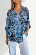 Printed And Leaf Pattern Cotton Shirt