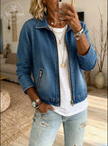 Women's Casual Denim Zipper Cardigan
