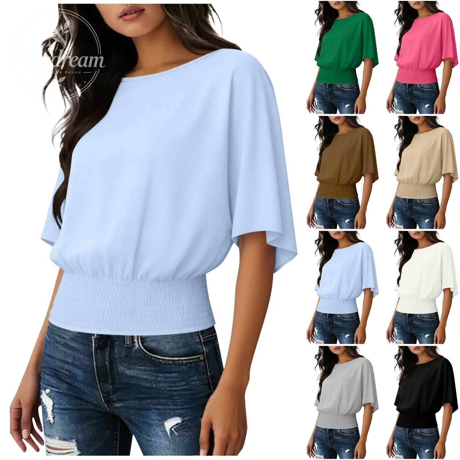 Cinched Flutter Sleeve Top