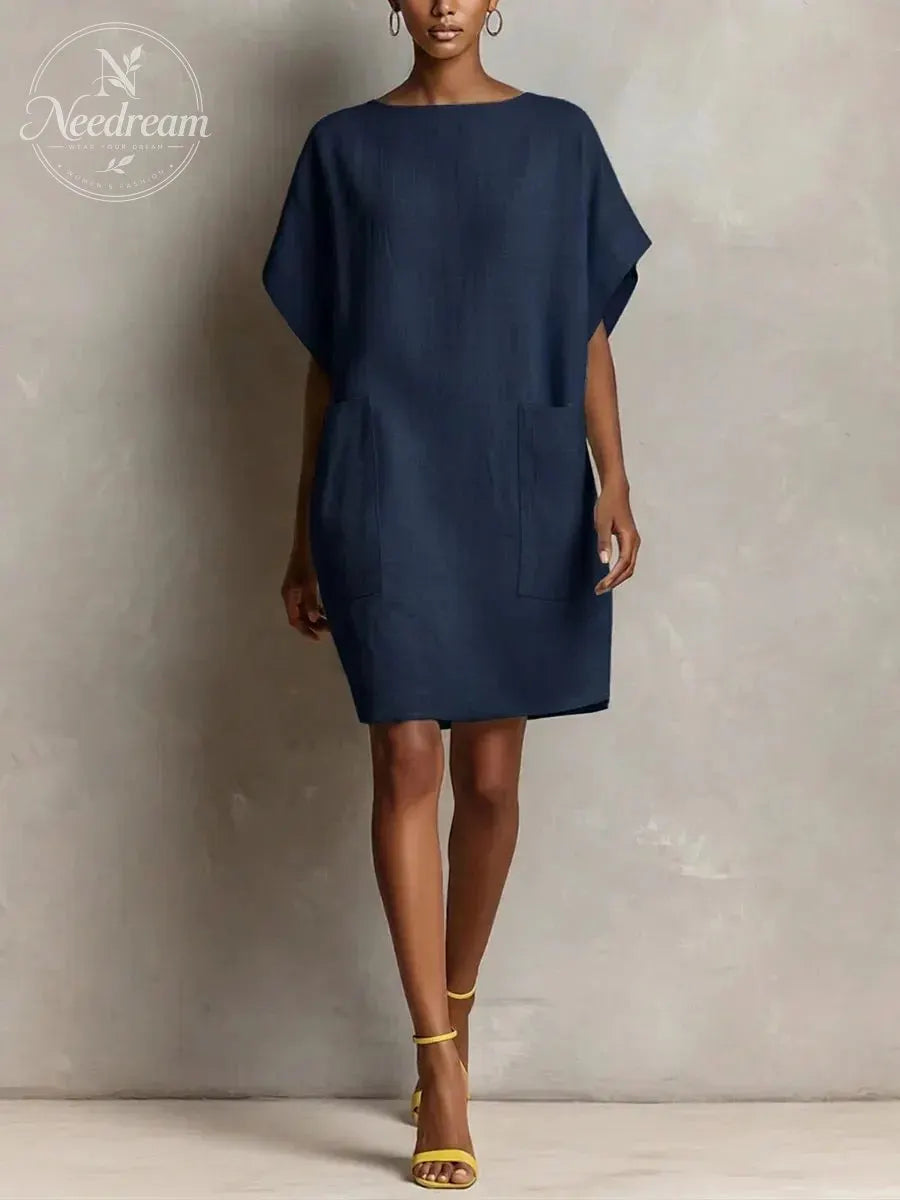 Effortless Linen-Blend Shift Dress