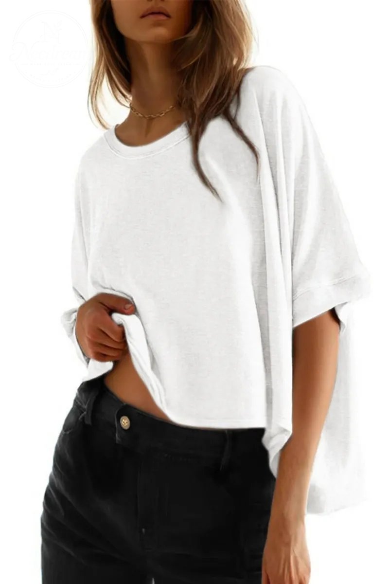 Womens Solid T Shirts for Women Loose Oversized Tops Basic Tee