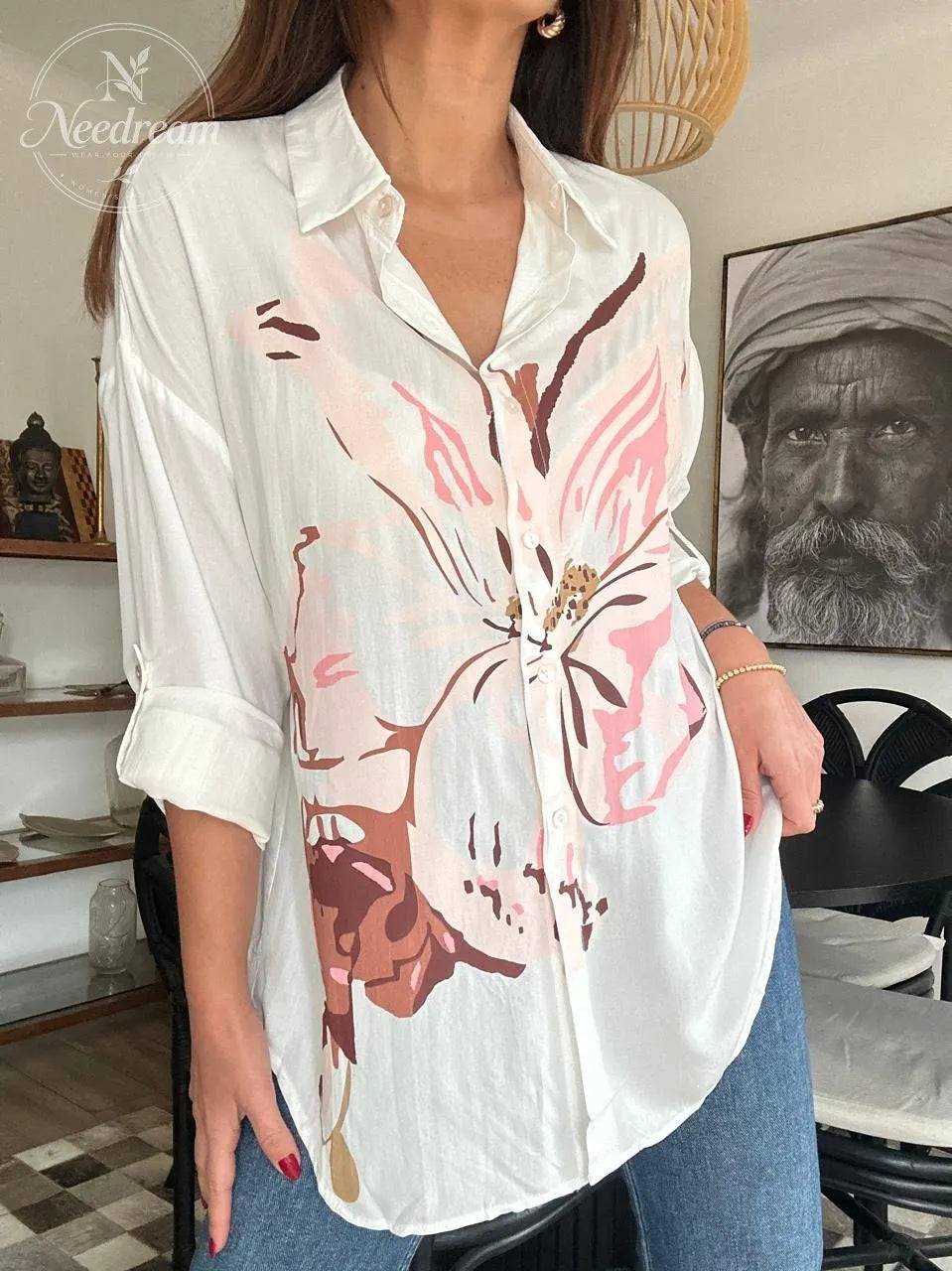 Autumn Breeze Oversized Floral Shirt (4 colors)