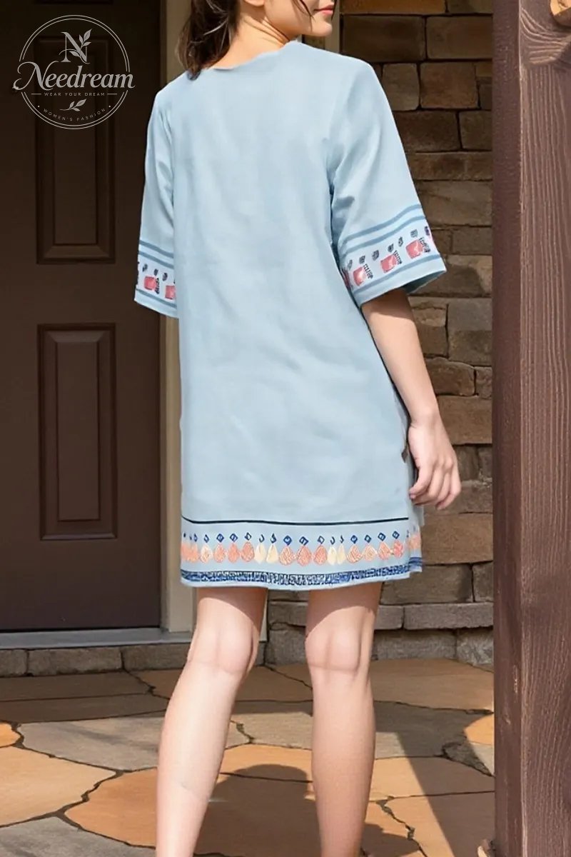 Bohemian Retro Loose Ethnic Style Vacation Dress