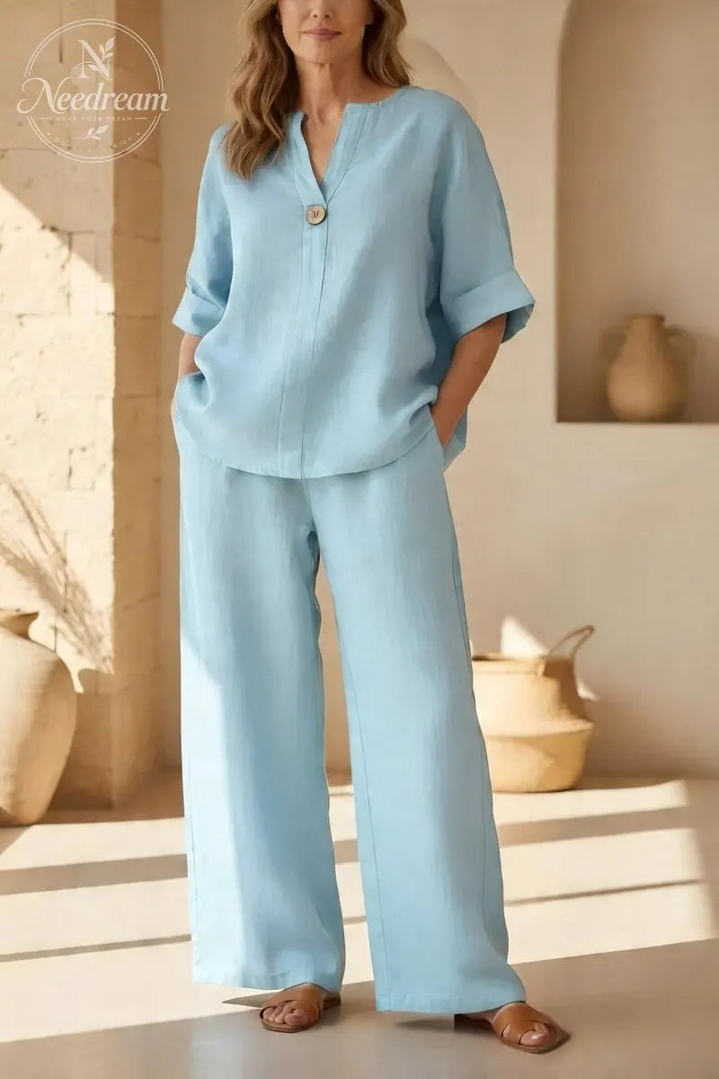 💥Women's Cotton Linen Wide-Leg Home Wear Set