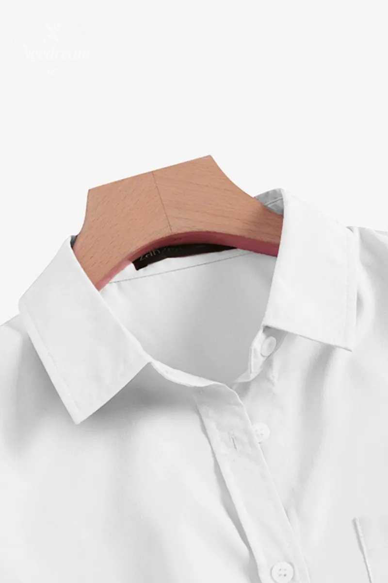 Women's Plain Button Front Drop Shoulder Shirt Blouse