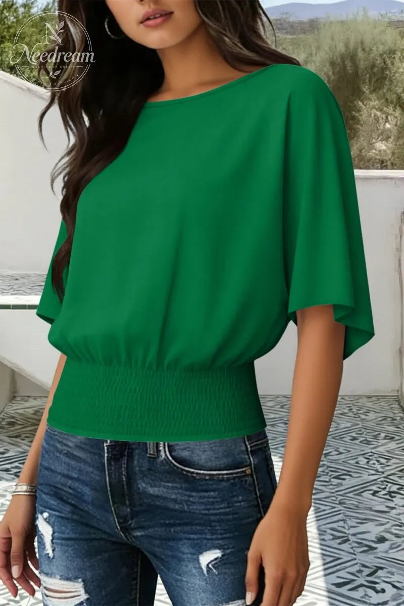 Cinched Flutter Sleeve Top