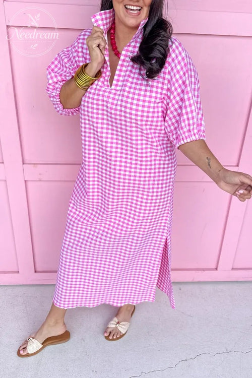 Blakely Dress - Pink Gingham