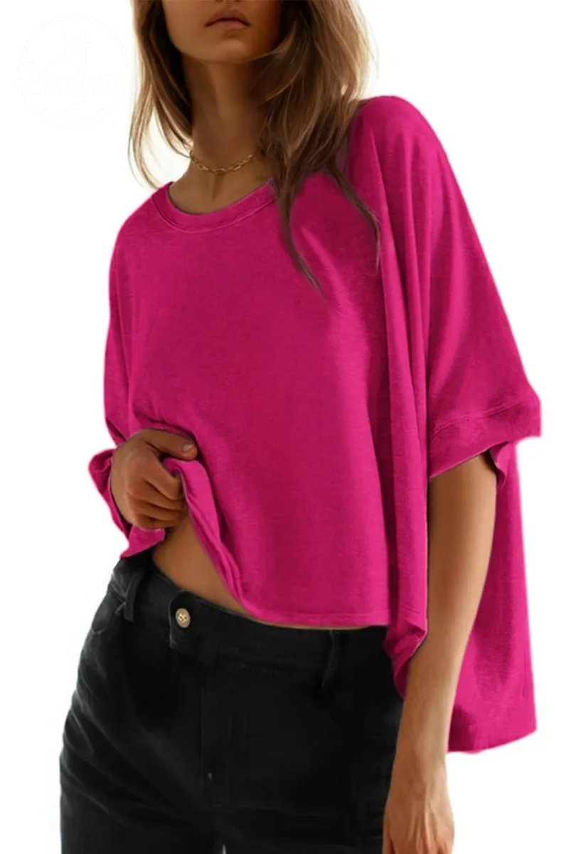 Womens Solid T Shirts for Women Loose Oversized Tops Basic Tee