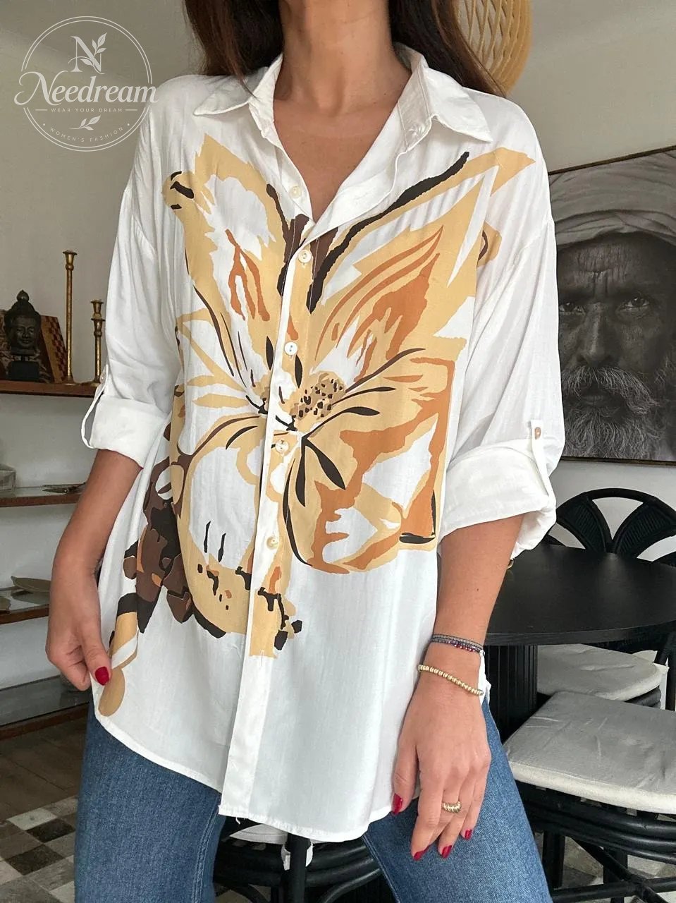 Autumn Breeze Oversized Floral Shirt (4 colors)