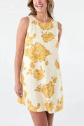 Sleeveless Linen BlendButton Detail Mini Dress