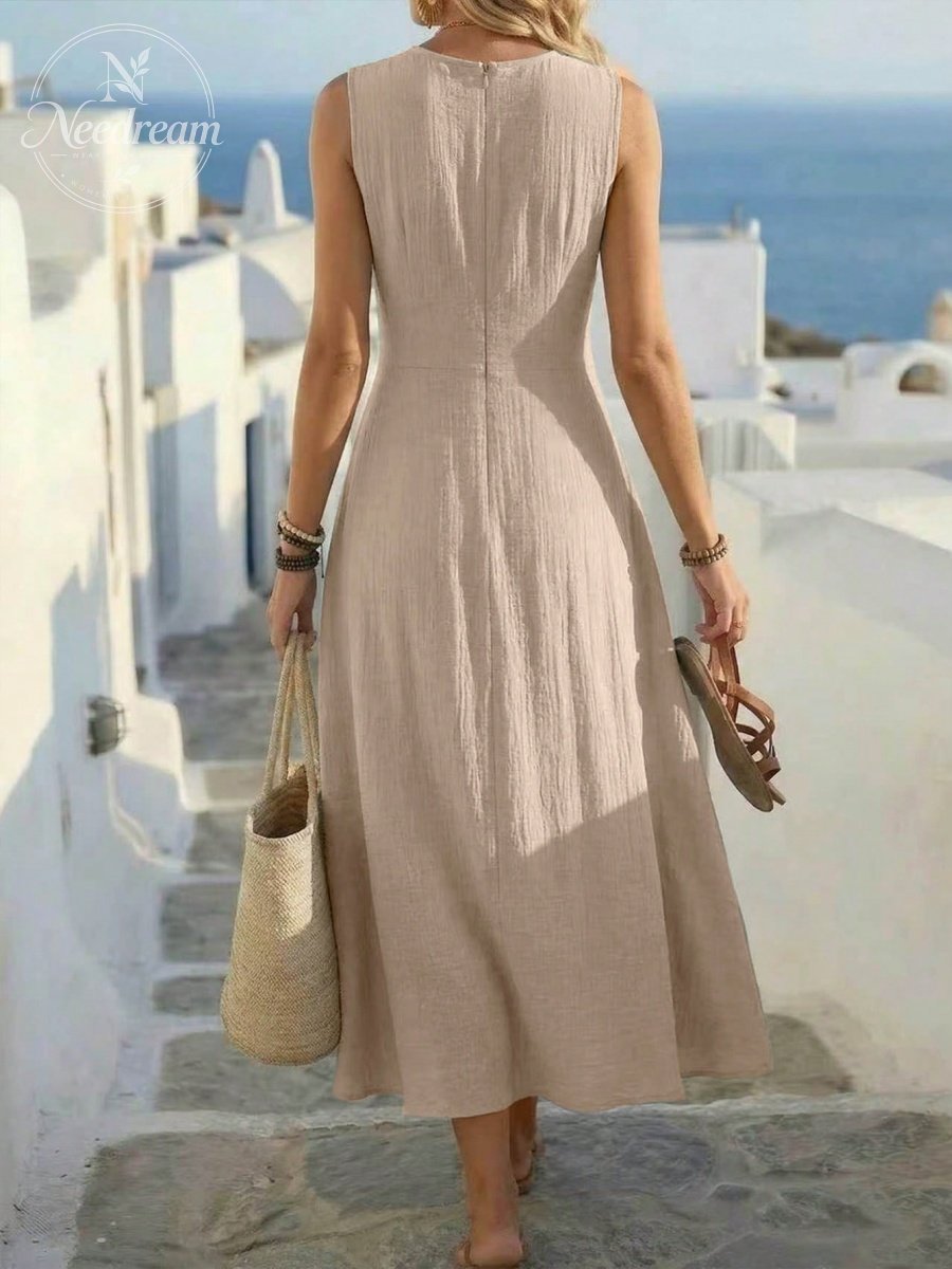 Women's Casual Sage Green Sleeveless Dress