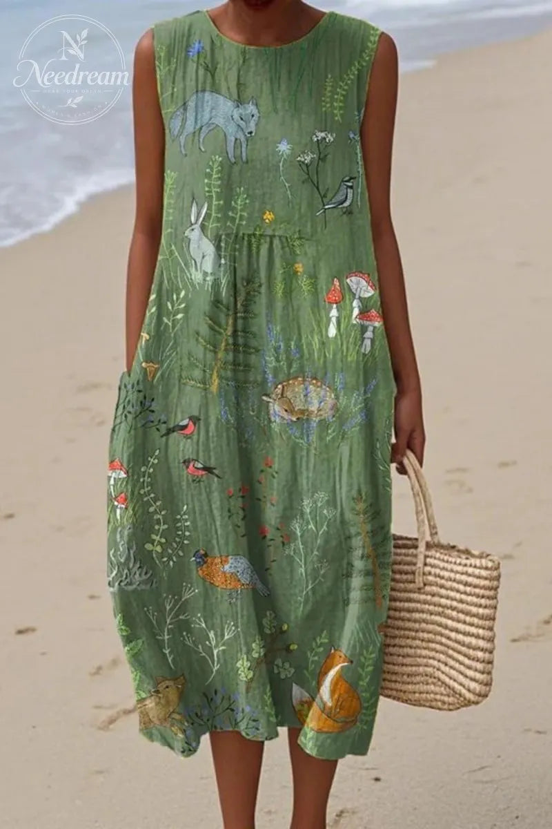 Pastel Floral Print Midi Dress