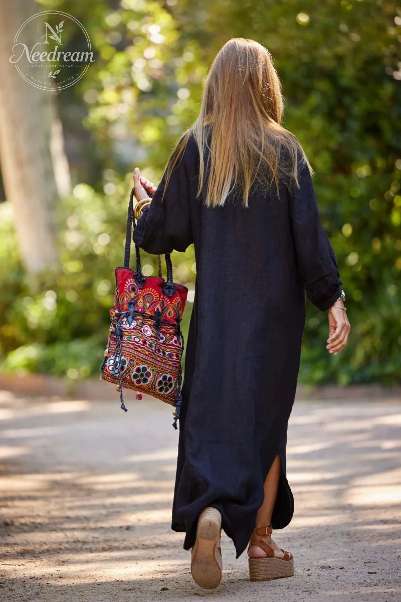 Luna's Serene Escape Buttoned Maxi Dress