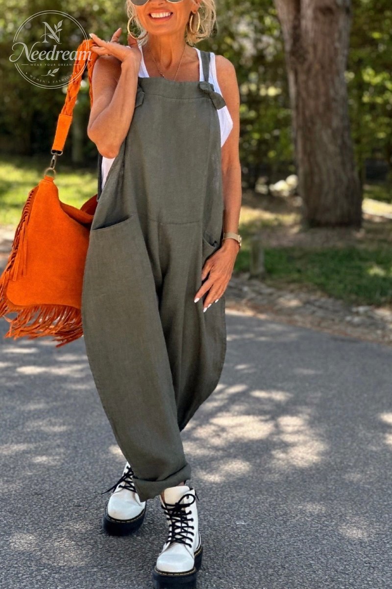 Linen Overalls With Pockets