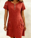 Cotton Linen Zipper Dress