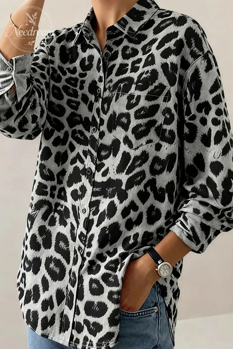 Women's Plain Button Front Drop Shoulder Shirt Blouse