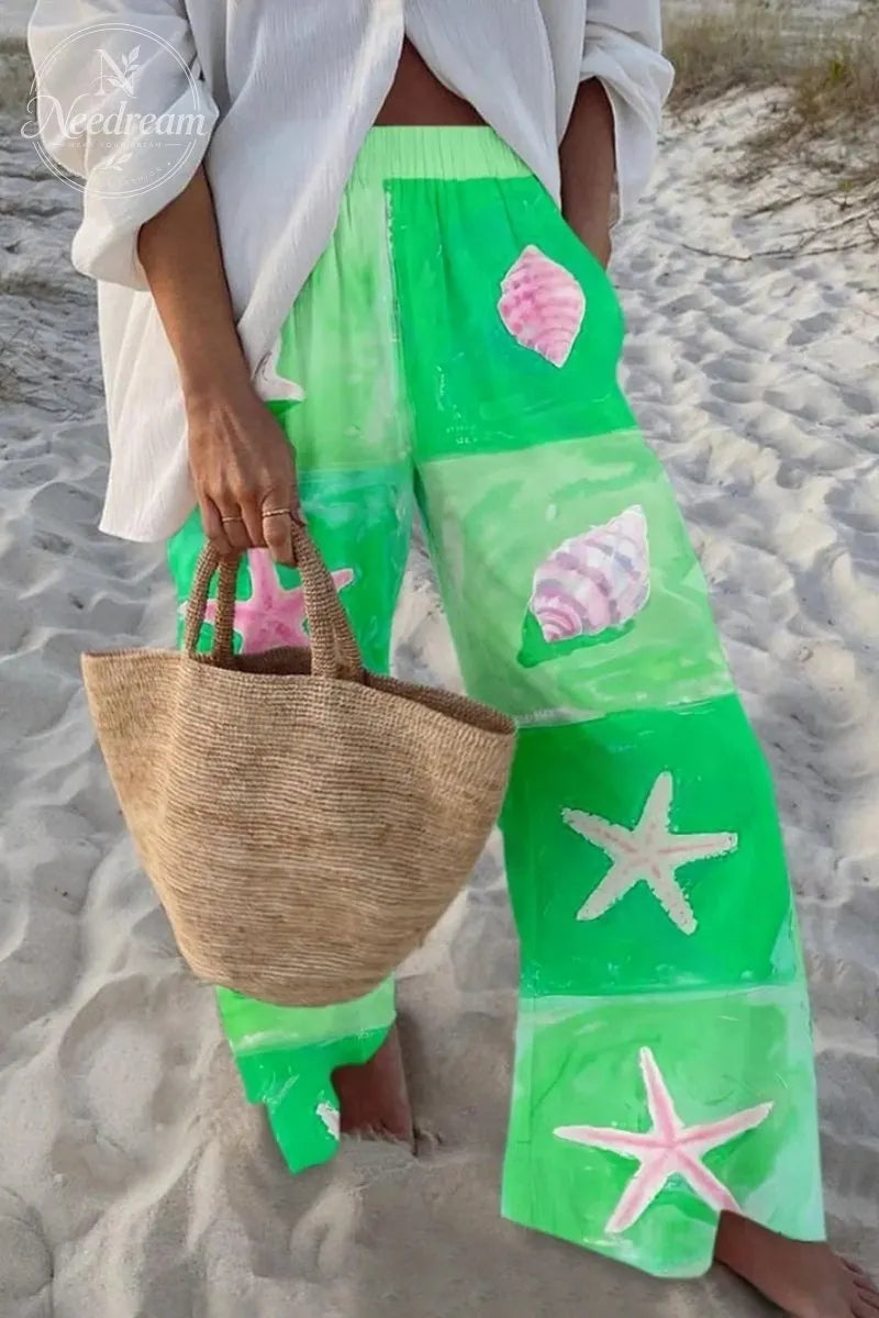 Conch Starfish Printed Casual Trousers