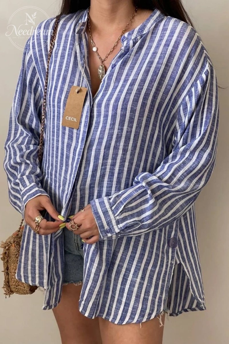 Striped Shirt With Buttons On The Side