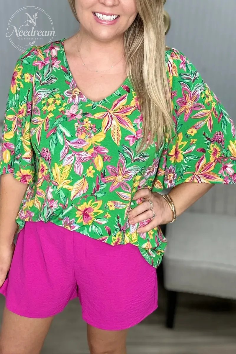 Slim-Fit Flowy Sleeve Top