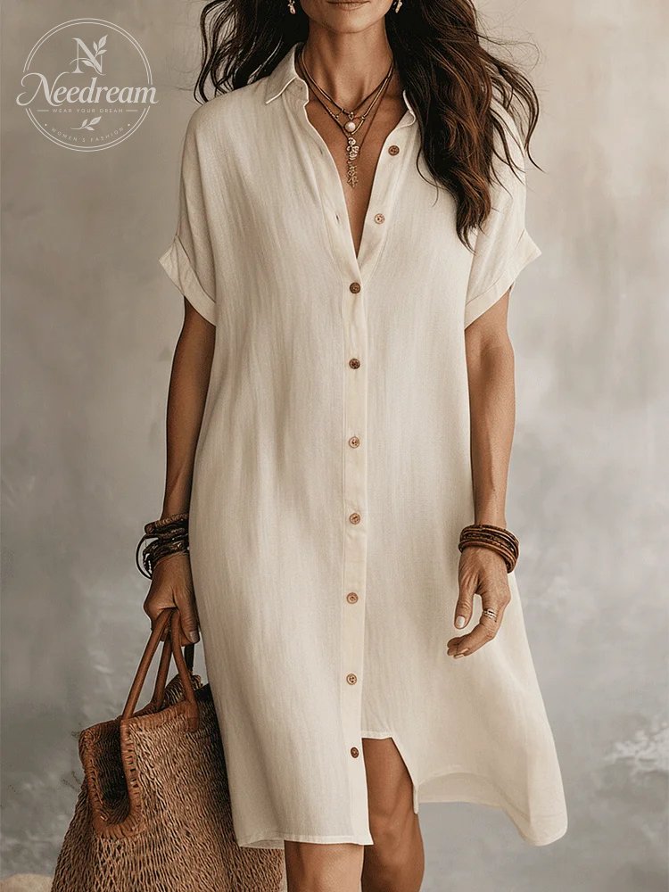 Modern Boho Effortless Black Linen Relaxed Midi Dress