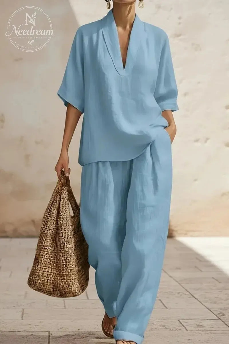 Women's Casual Cozy Minimalist Linen Two-piece Set