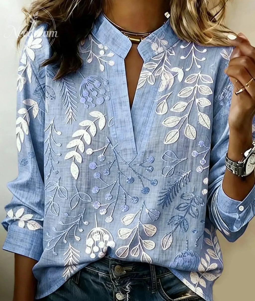 Minimalist V-Neck Cotton Shirt Top for Women | Soft Breathable Everyday Shirt