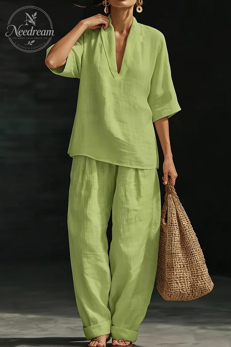 Women's Casual Cozy Minimalist Linen Two-piece Set
